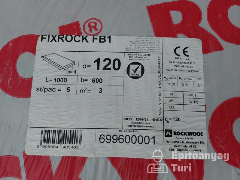 RockwoolFixrock FB1 120 mm-es szigetelőanyag 30 m2