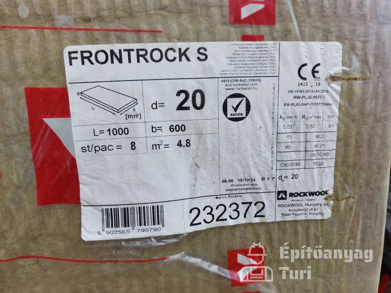 Frontrock s 20-as szigetelőanyag (kb 57 m2)